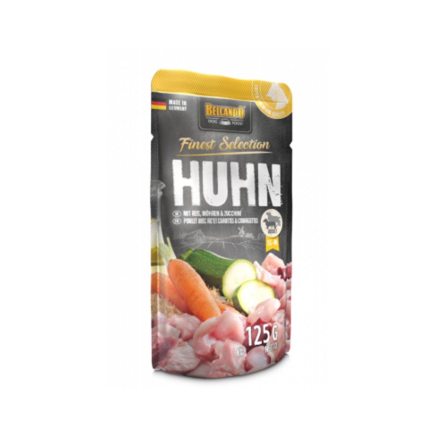 Huhn mit Reis, Möhren und Zucchini 125g